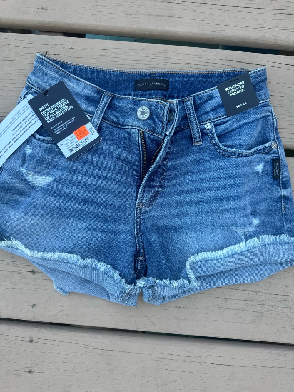 Silver Jeans Blue Frayed Hem Distressed Denim Shorts